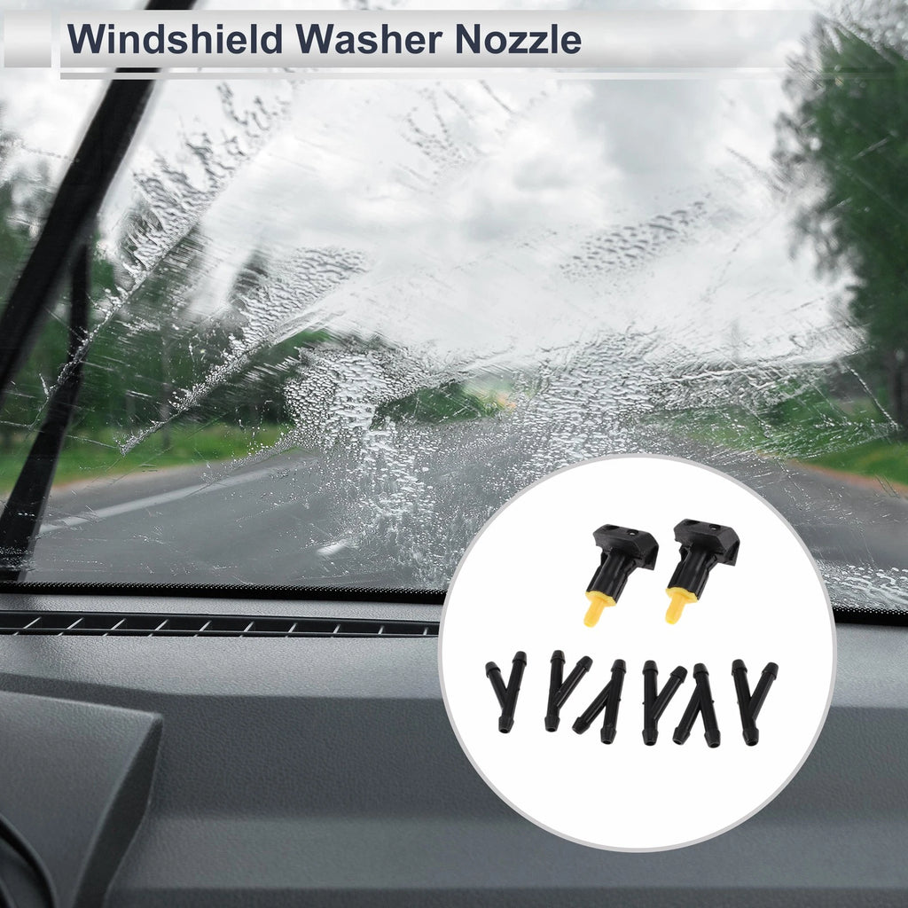 Set of 6 Windshield Washer Nozzles w/ Hose Connector for Nissan