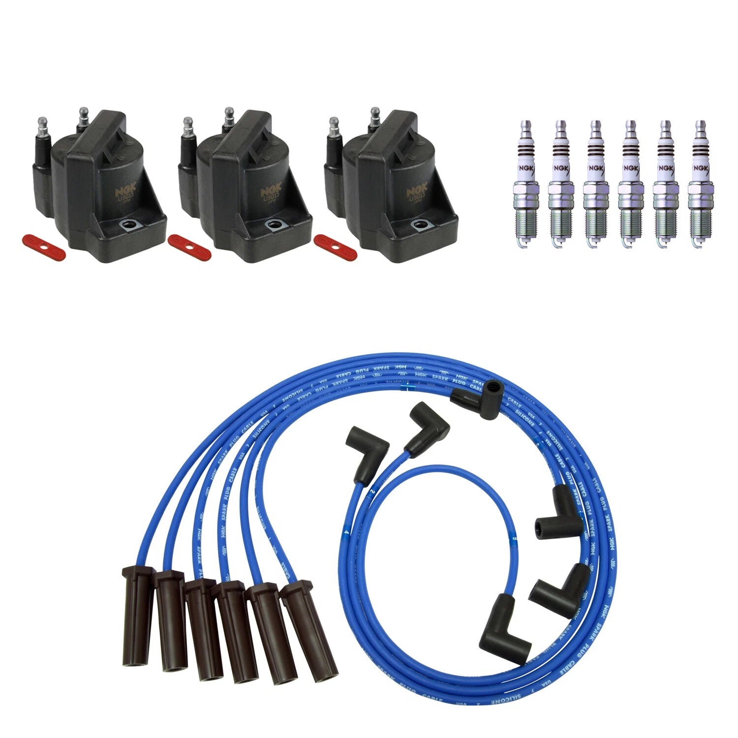 Set of 3 Ignition Coil Wires & 6 Iridium Spark Plugs for Impala Monte Carlo (V6)