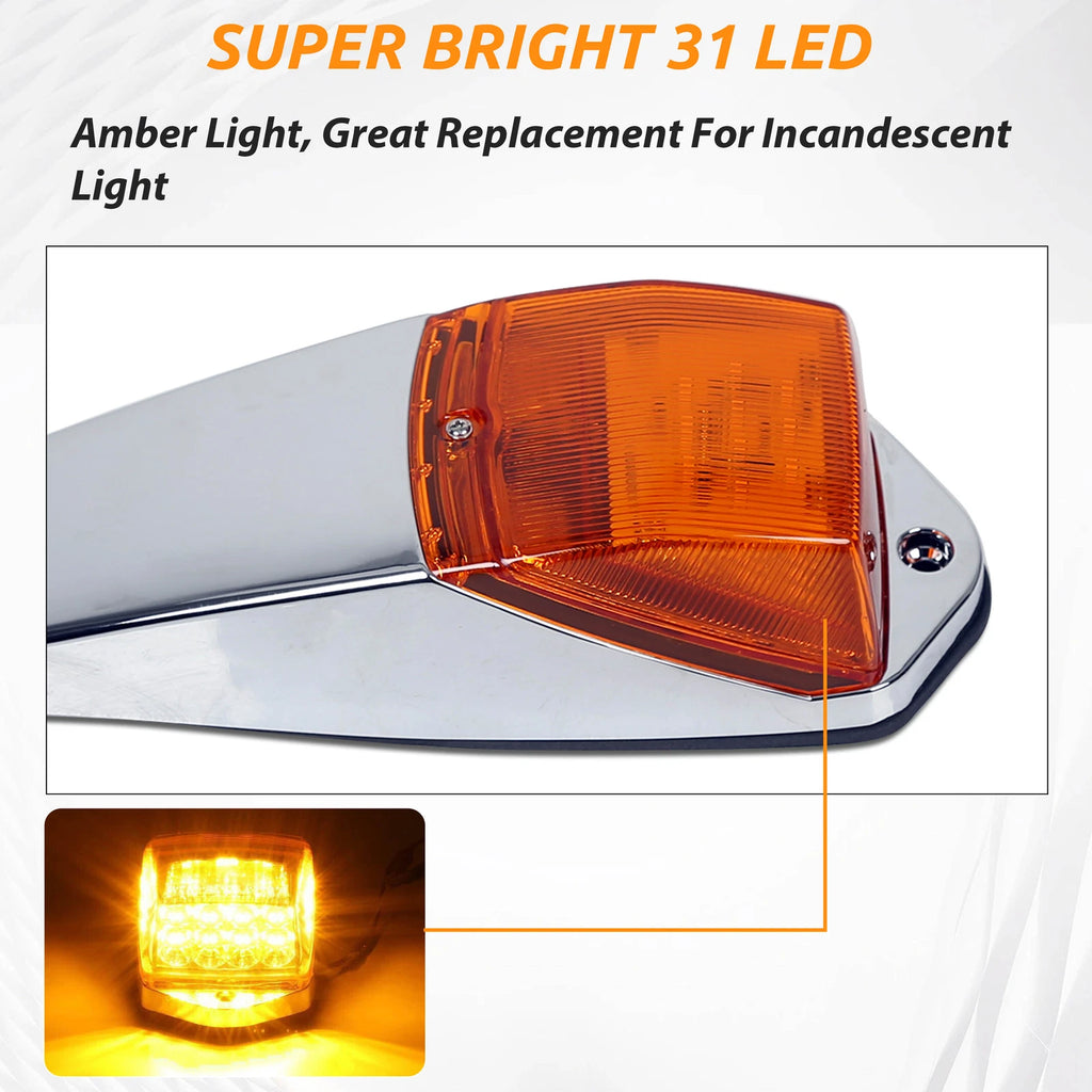 Set of 5 LED Top Roof Cab Marker Lights for Peterbilt