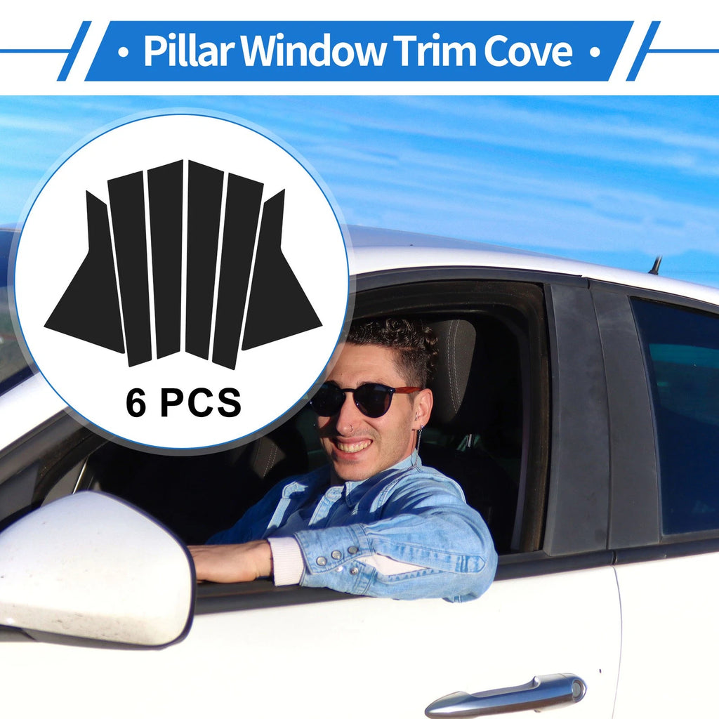 6 Pcs Door Pillar Window Trim for Hyundai Genesis G80 (2015–2022) Black