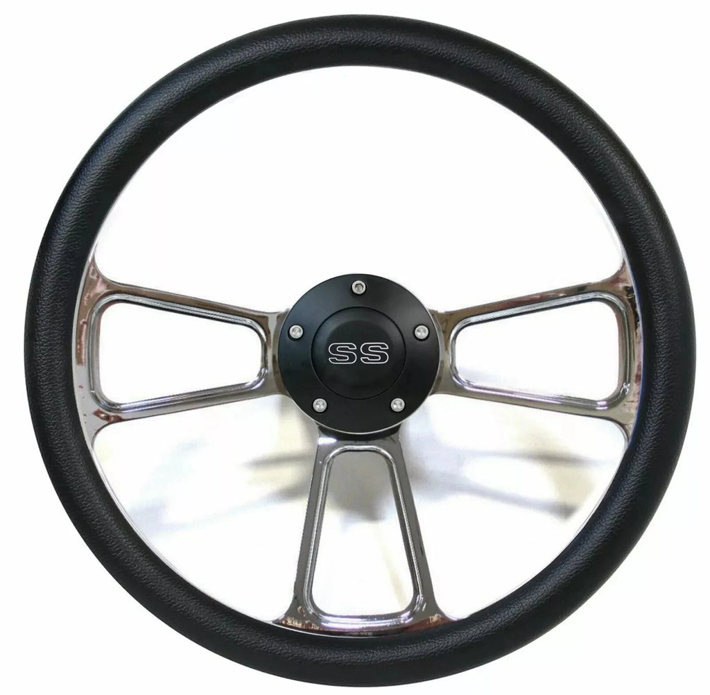 14 Inch Polished 5 Hole Steering Wheel with Black Horn Button for Jeep JL (2018–2024)