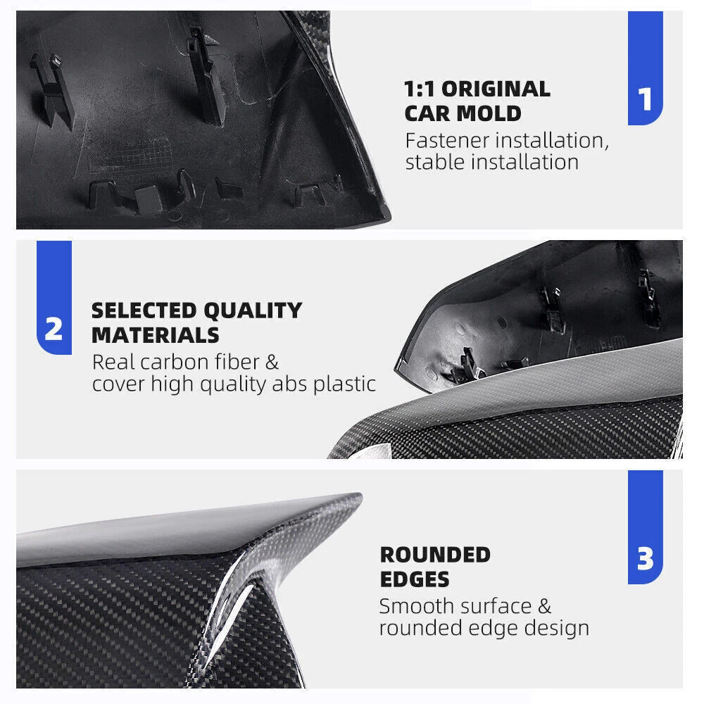2X Carbon Fiber Side Mirror Cover Caps for BMW F20 F21 F30 F32 F36 X1 M2
