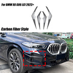 Set of 4 Carbon Look Front Bumper Side Fender Splitter Fins for BMW X6 G06 (2023–Present)