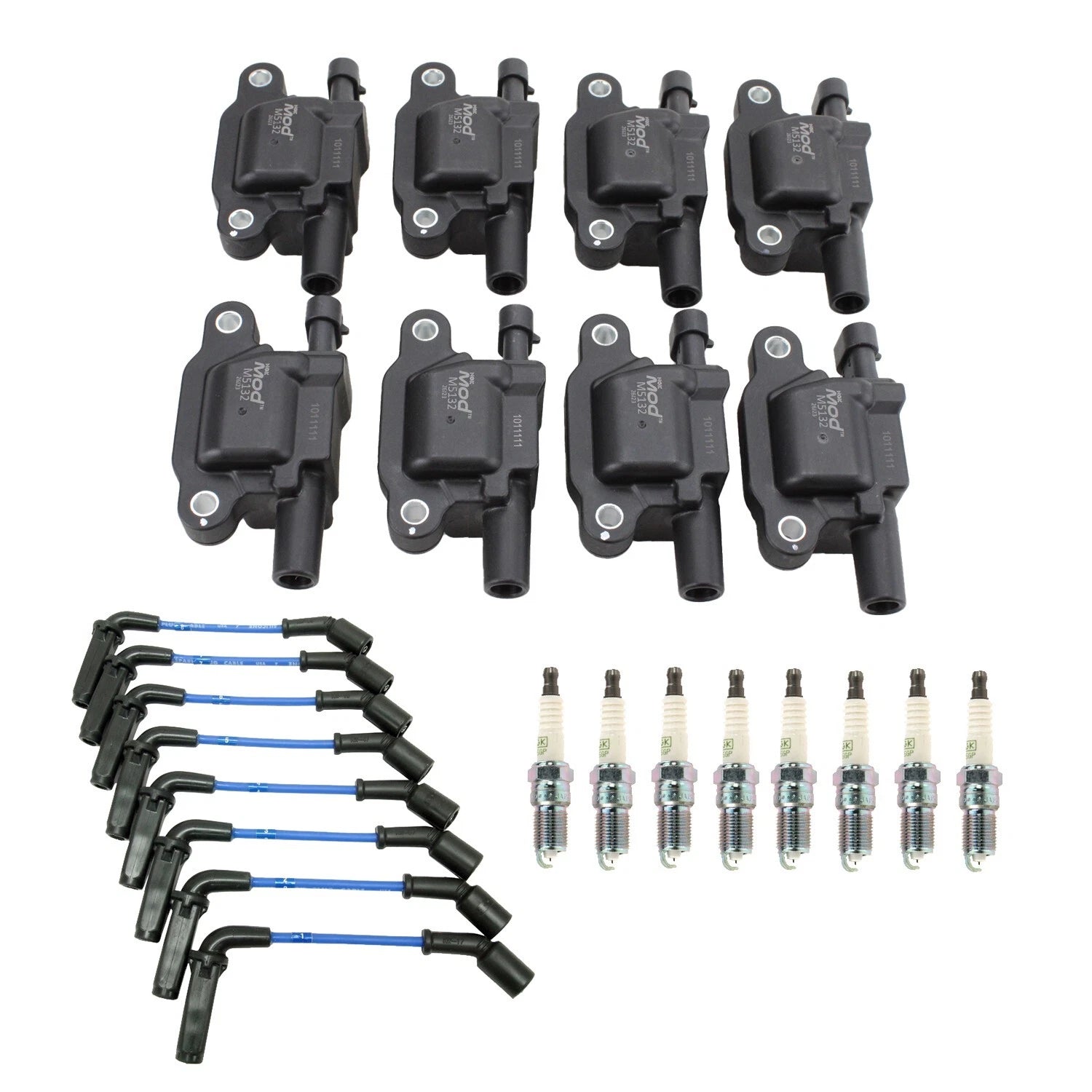 Set of 8 NGK Ignition Coil Wires & Platinum Spark Plugs for Avalanche, Envoy, Impala (V8)