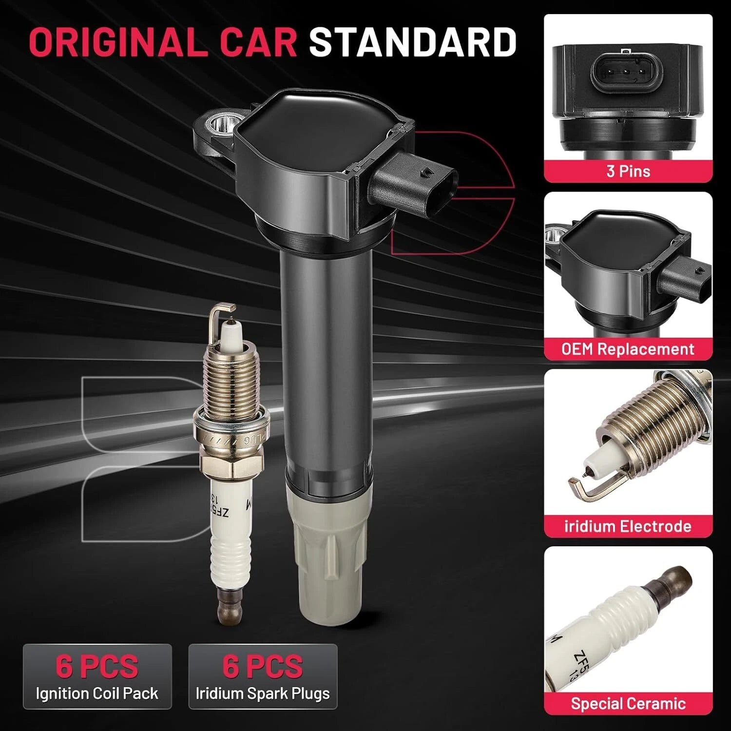 6x Ignition Coils + Spark Plugs for Dodge Charger Chrysler 300 (2006–2010)