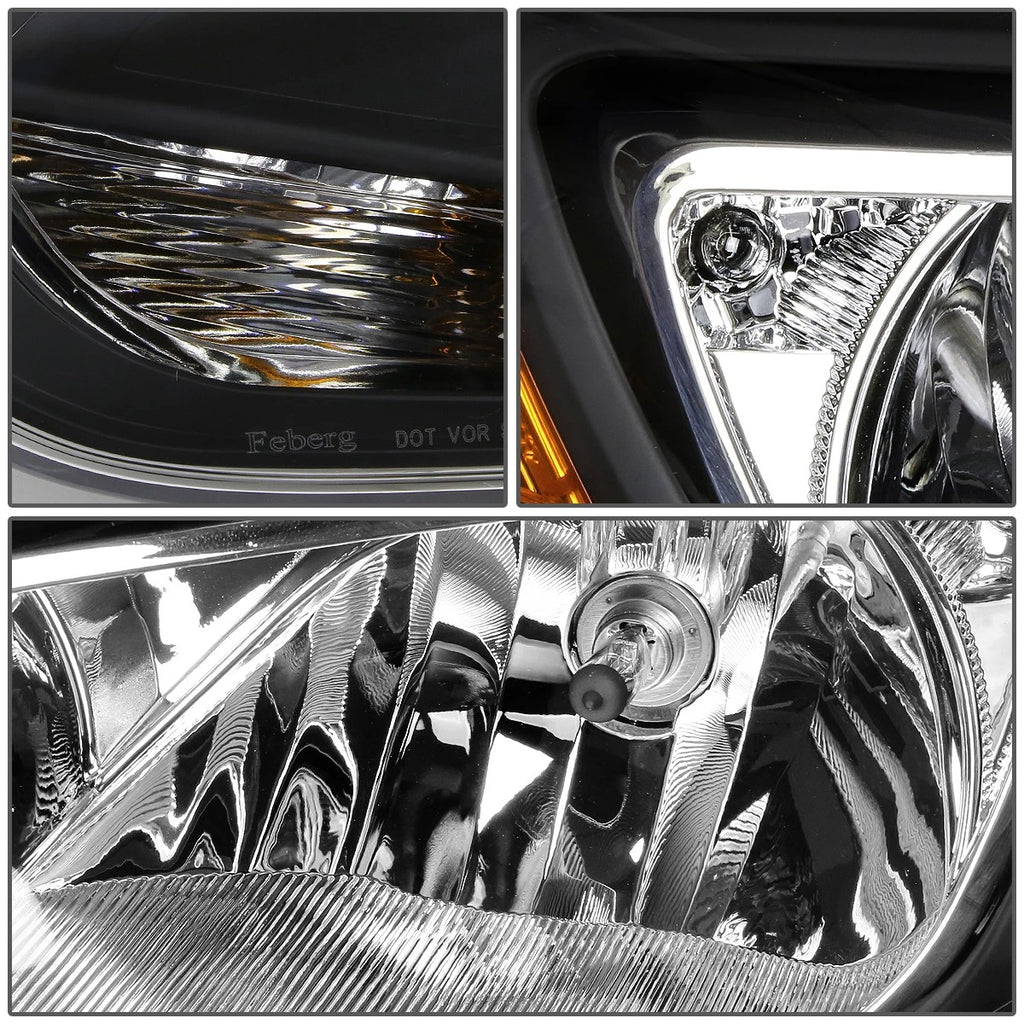 Set of 2 Black Housing Driving Headlights for Ford Focus (2012–2014)