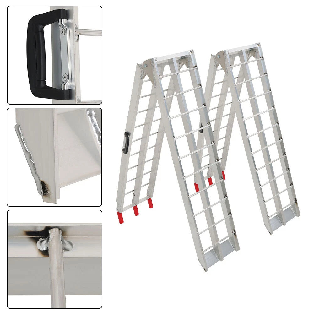 Set of 2 Aluminum Folding Loading Ramps for ATV UTV Truck Motorcycle Lawn Mower