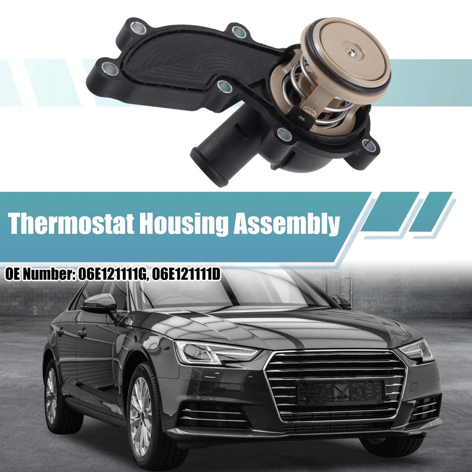 Thermostat Housing Assembly for Audi A4 Quattro (2002–2008) 06E121111G Metal Black