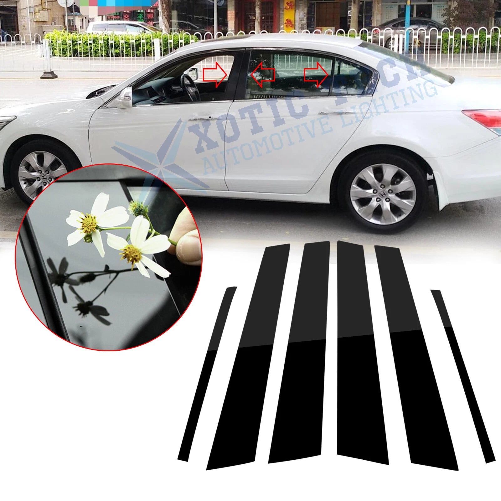 Door Window Pillar Post Cover Trims for Honda Accord Sedan 2008–2012