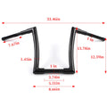 Gloss Black 14" Rise Ape Hanger Handlebar for Harley (Fits DNA Monster Fat Bars)