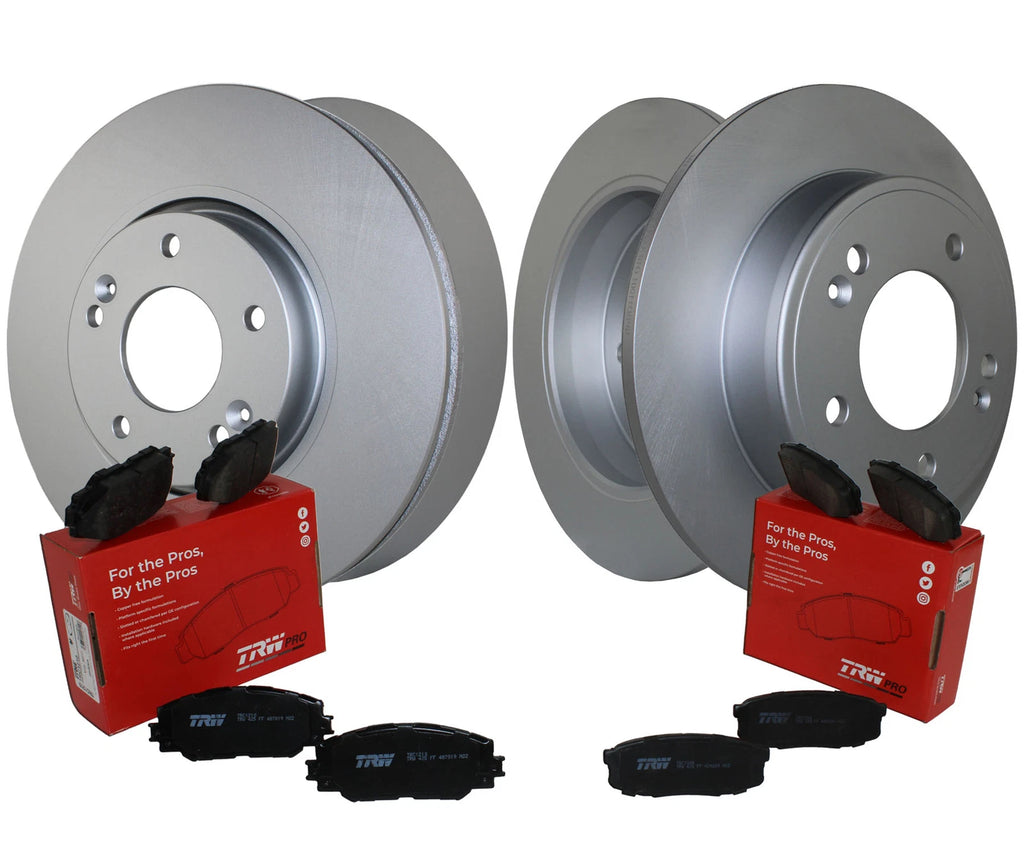 Front Rear Brake Kit Rotors TRW Pro Low-Met Pads for Veloster (2012–2017)
