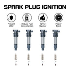 Set of 4 Ignition Coils + 4 Spark Plugs for Cadillac SRX (2007–2009) 4.6L V8