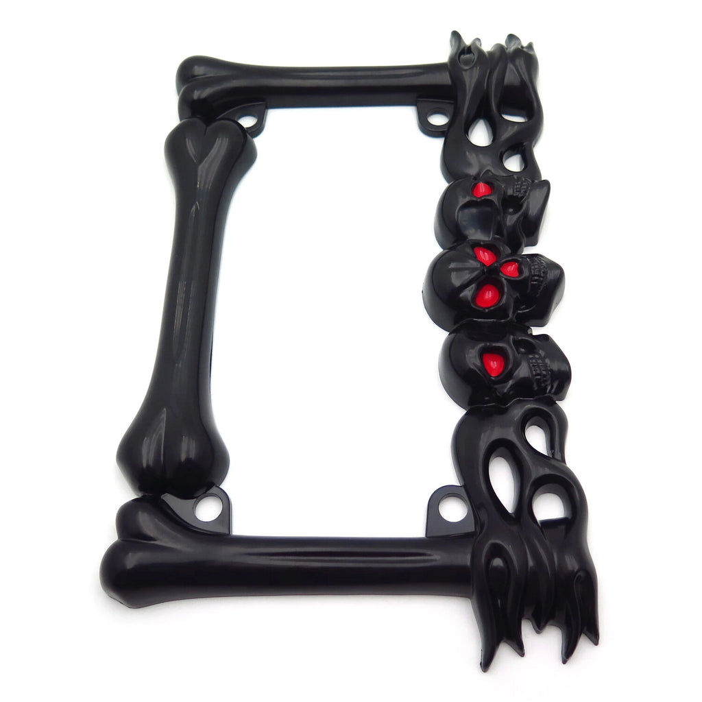3D Skull Flame Bones License Plate Frame for Harley-Davidson