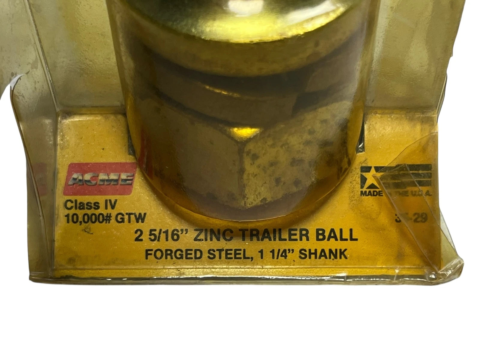 2 5/16in Zinc Trailer Ball for Acme 35-28 (Forged Steel, 1 1/4in Shank)