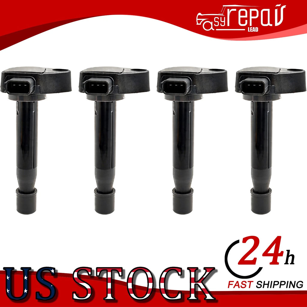 Set of 4 Ignition Coils & Spark Plugs for Honda Civic 2001 (1.7L L4 CNG)