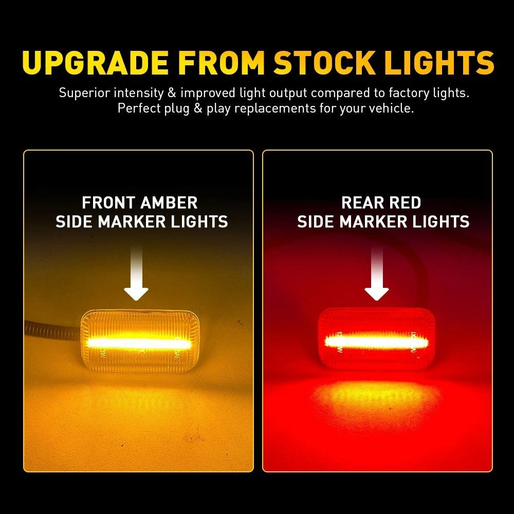 Set of 4 Clear Lens LED Side Marker Lamps for GMC Sierra 2500HD 3500HD (2015–2023)