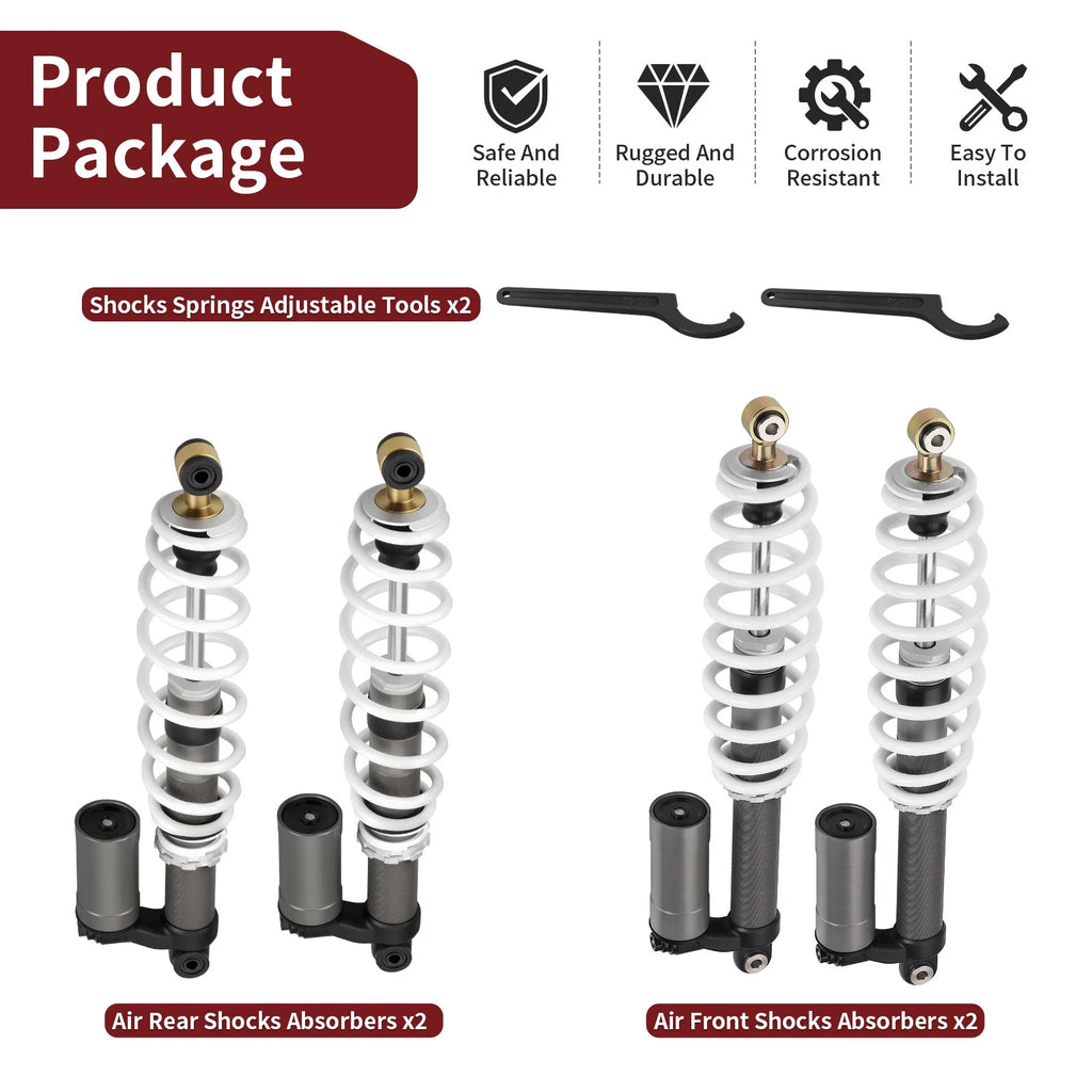 Set of 2 Front & Rear Shock Absorbers for Polaris RZR S 800 (2009–2012) 7043422 7043419