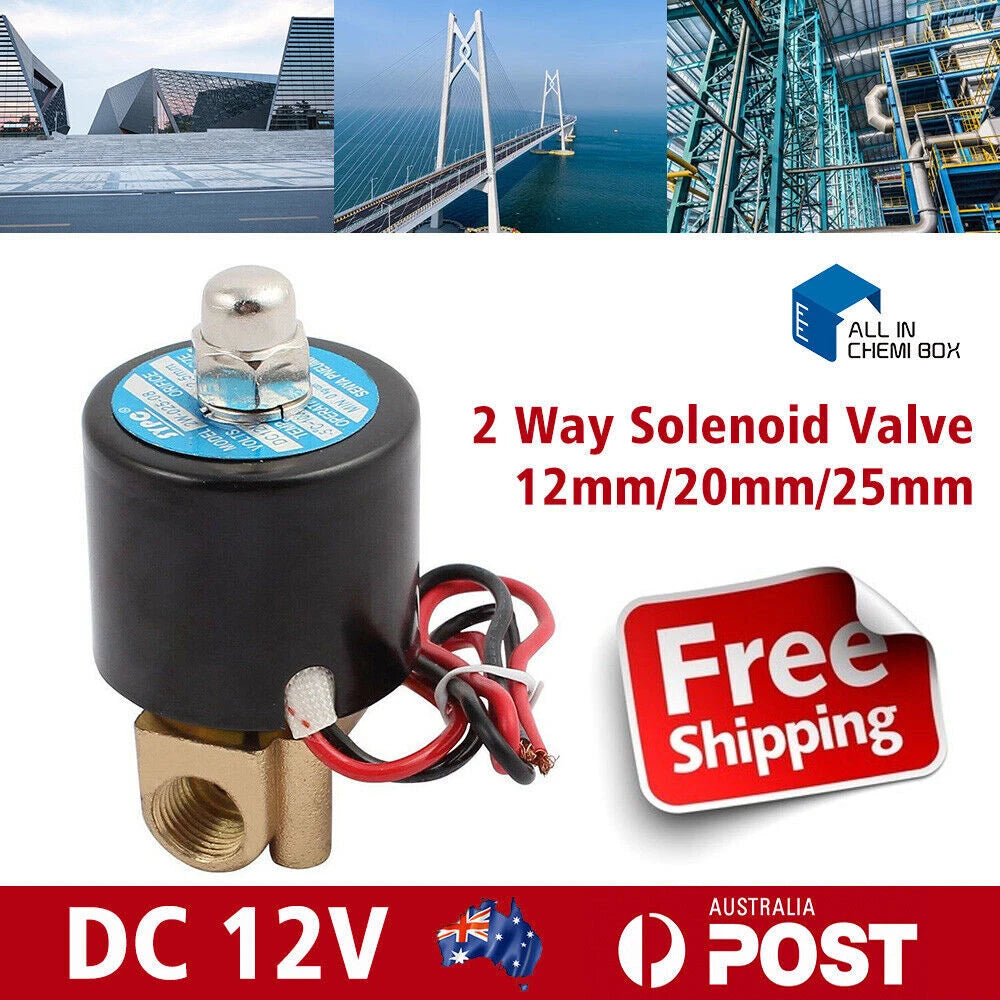 2 Way Solenoid Valve for DC 12V (Water, Air, Gas, Oil)