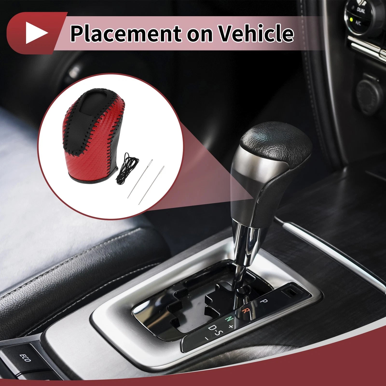 1 Pc Gear Shift Knob Cover for Volkswagen Taos (2022–2023) Red Black