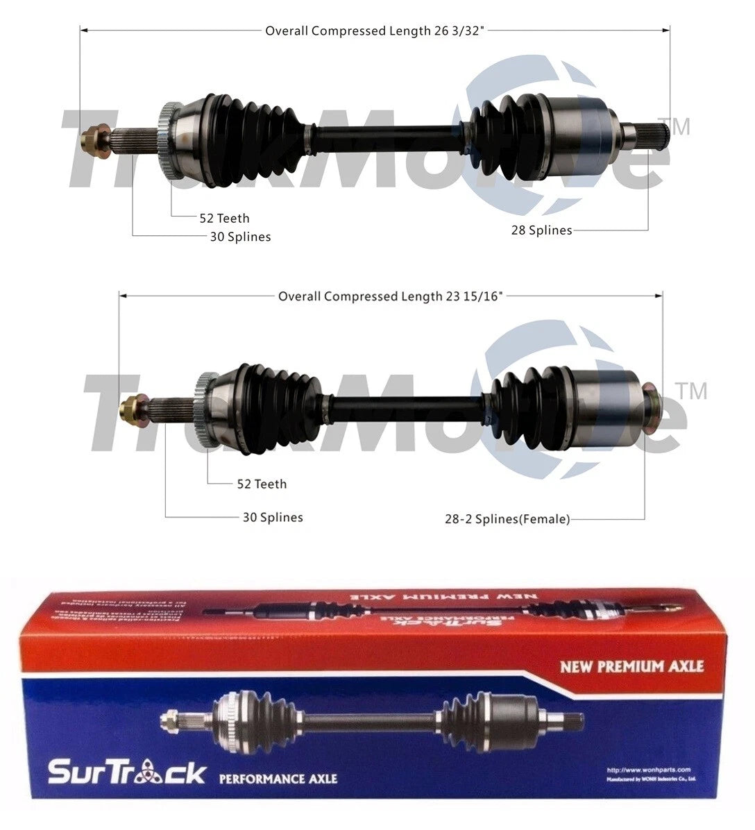 Set of 2 Front CV Axle Shafts for Hyundai Santa Fe, Kia Sorento (2001–2016)
