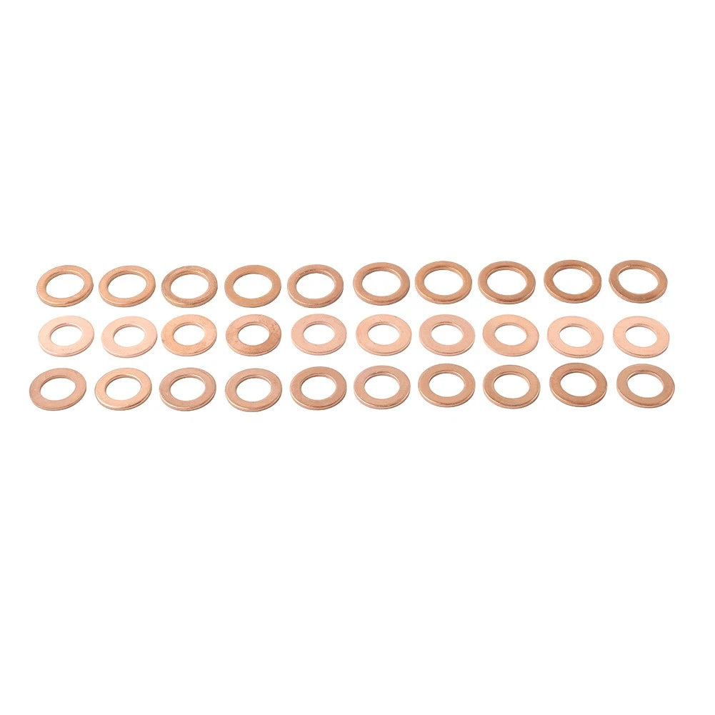 30Pcs M12x1.5 Copper Oil Drain Plug Gasket Seal Washer for Universal Fit