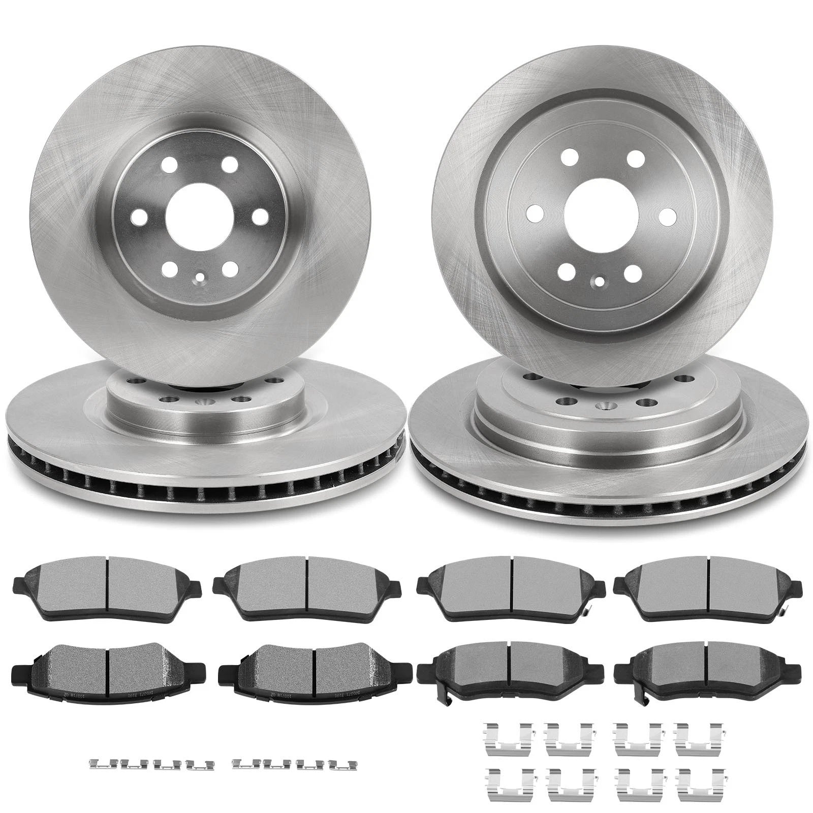 Front Rear Rotors + Ceramic Brake Pads for Cadillac SRX (2010–2016)