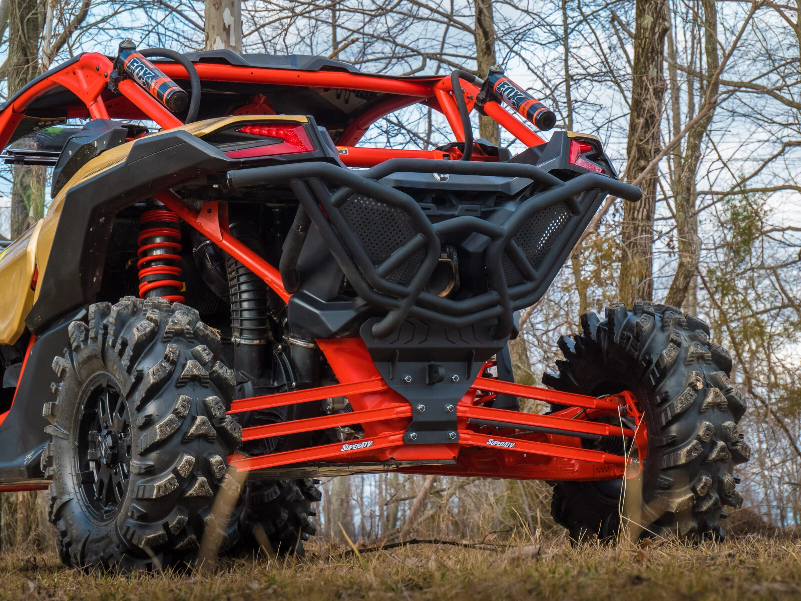SuperATV boxed rear radius arms for Can-Am Maverick X3 (2017–2023) - Red