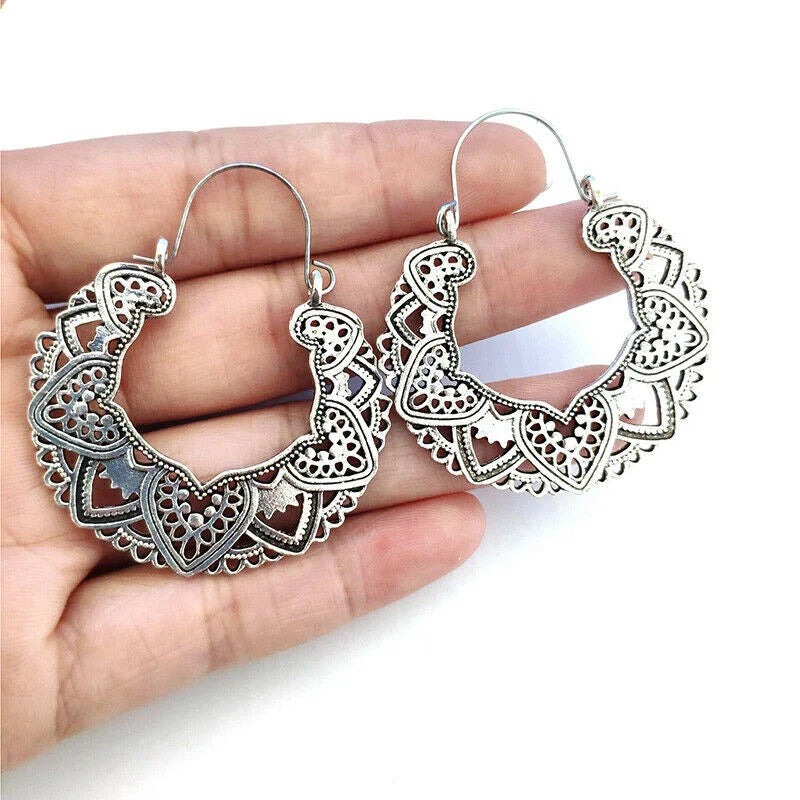 Boho Vintage Style Tibetan Dangle Drop Hook Earrings