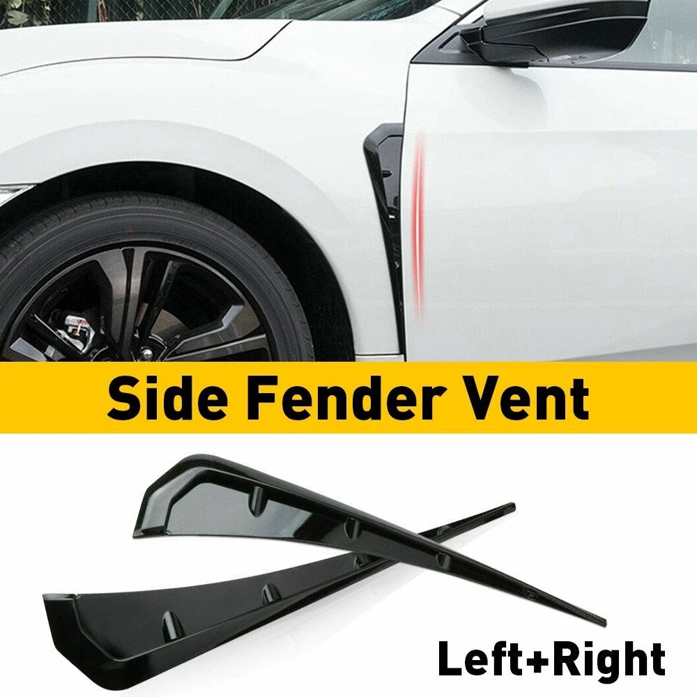 Car Fender Blade Side Shark Gills Vent Gloss Cover Black Trim Universal 3D