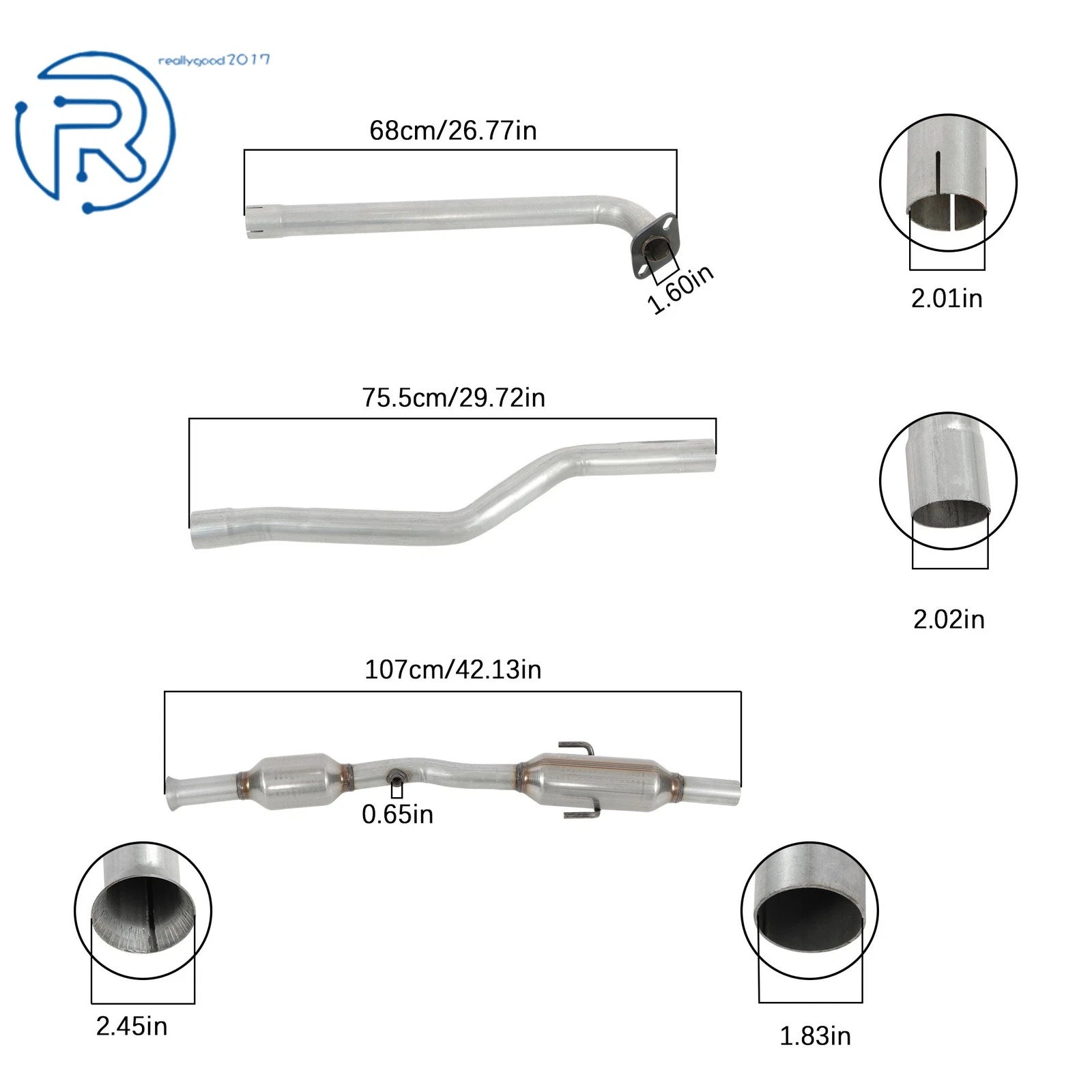 Flex Pipe with Catalytic Converter for Chevy Prizm, Toyota Corolla (1998-2002)