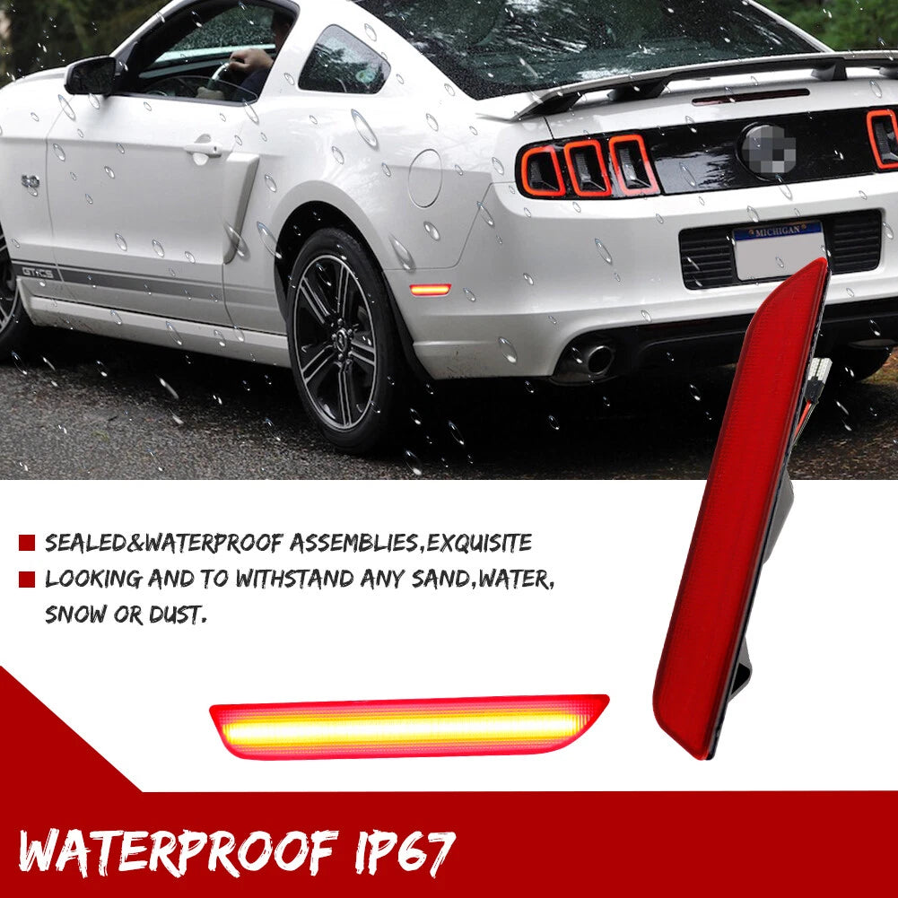 Red LED Rear Side Marker Signal Lights for Ford Mustang (2010–2014)