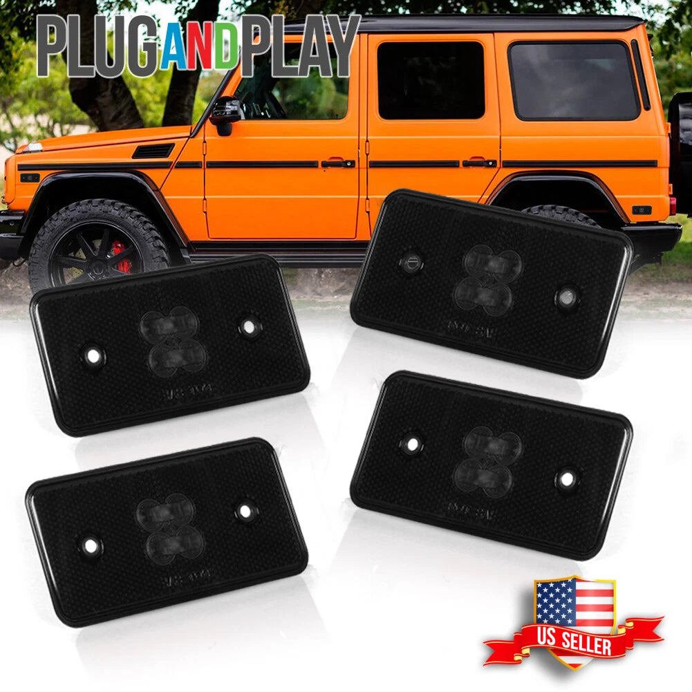 Set of 4 Smoke Front Rear Side Marker Light Housing for Mercedes Benz G500 G550 (2002–2015)