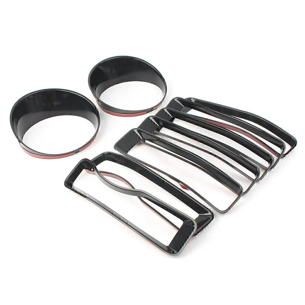 Black Front Grill Insert Headlight Trim Covers for Jeep Wrangler JL (2018)