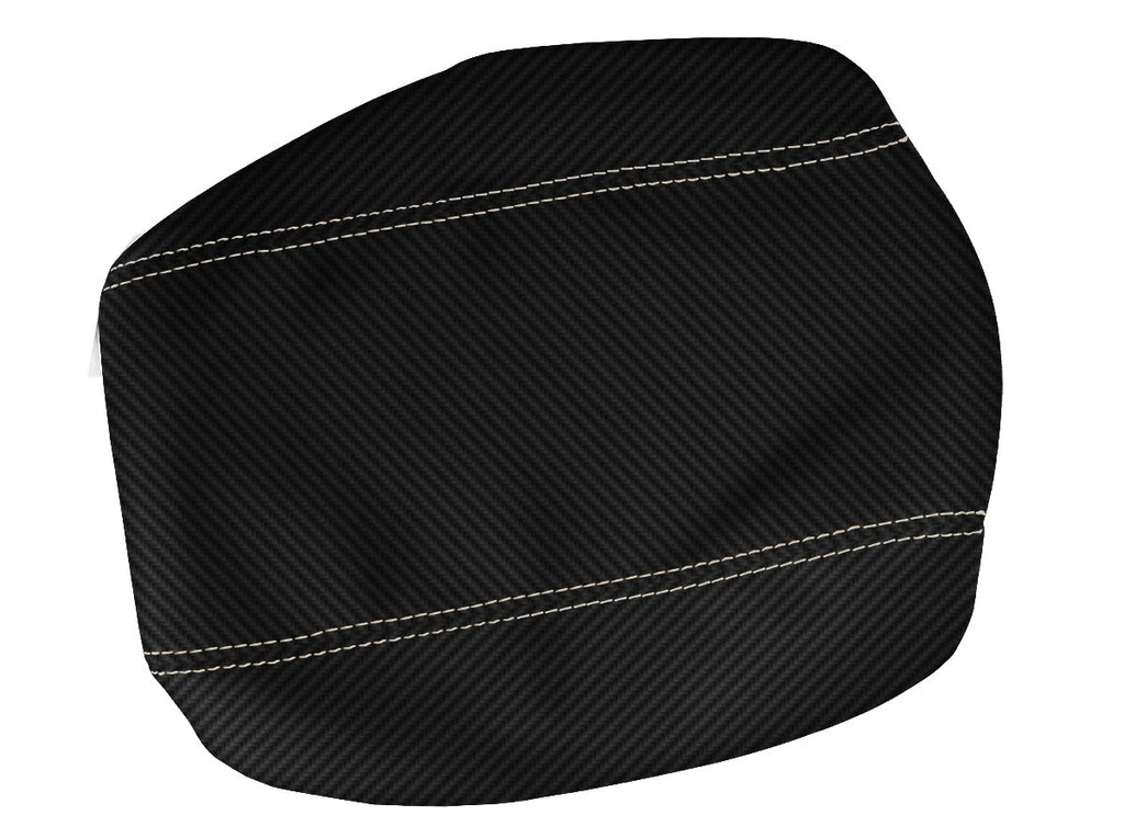 Console Lid Bucket Seat Cover for Ford F250 (1999–2010) Carbon Fiber Beige Stitch