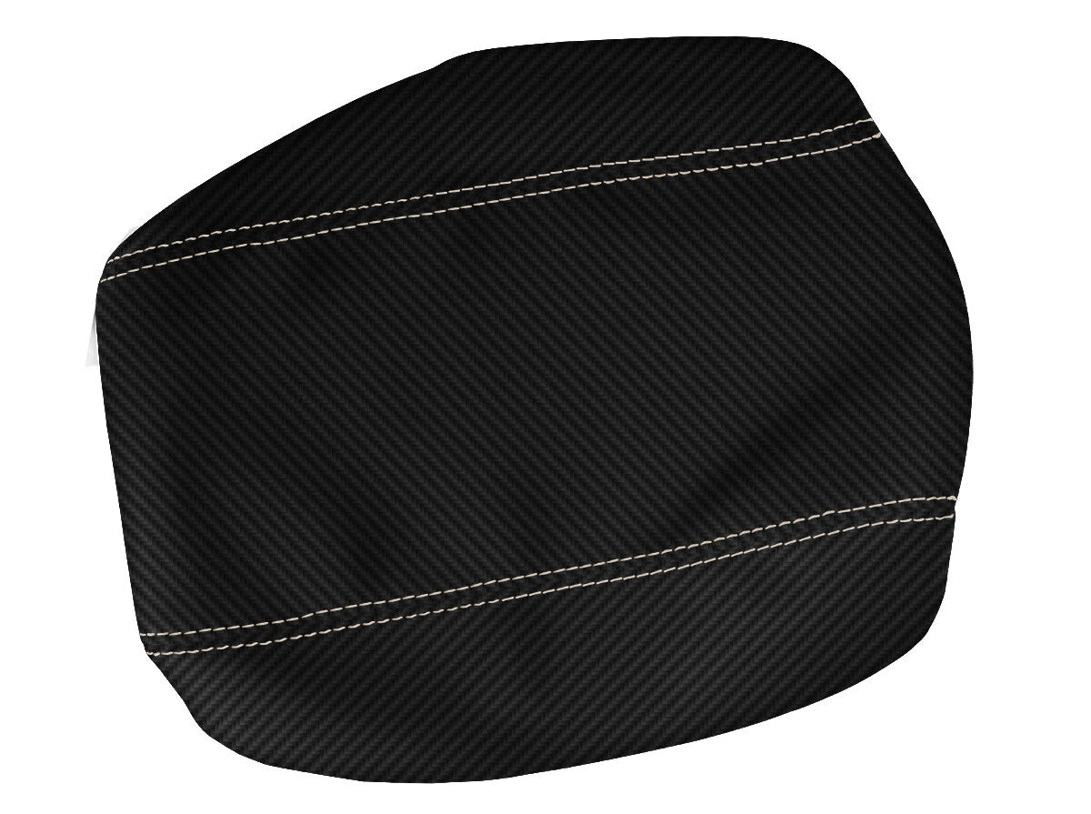 Console Lid Bucket Seat Cover for Ford F250 (1999–2010) Carbon Fiber Beige Stitch