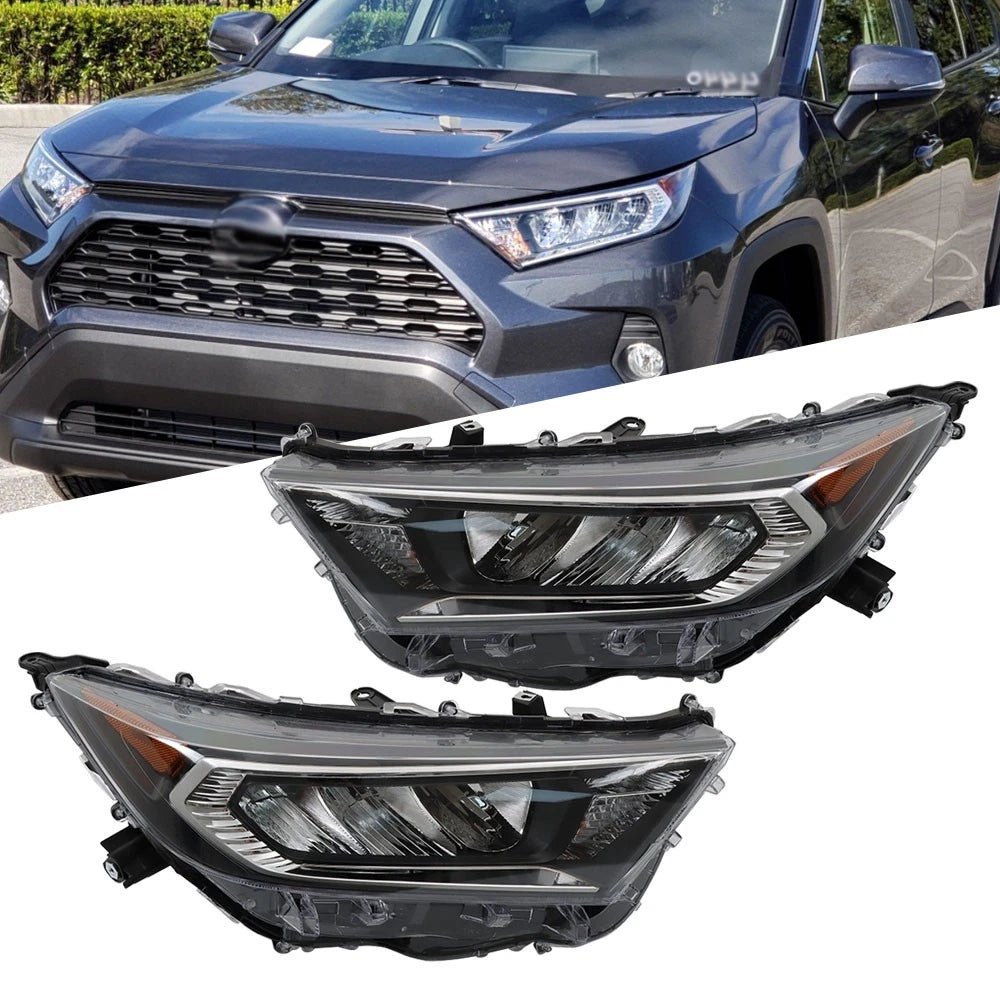 Set of 2 Halogen Projector Headlights for RAV4 LE XLE (2019–2022) Chrome LED