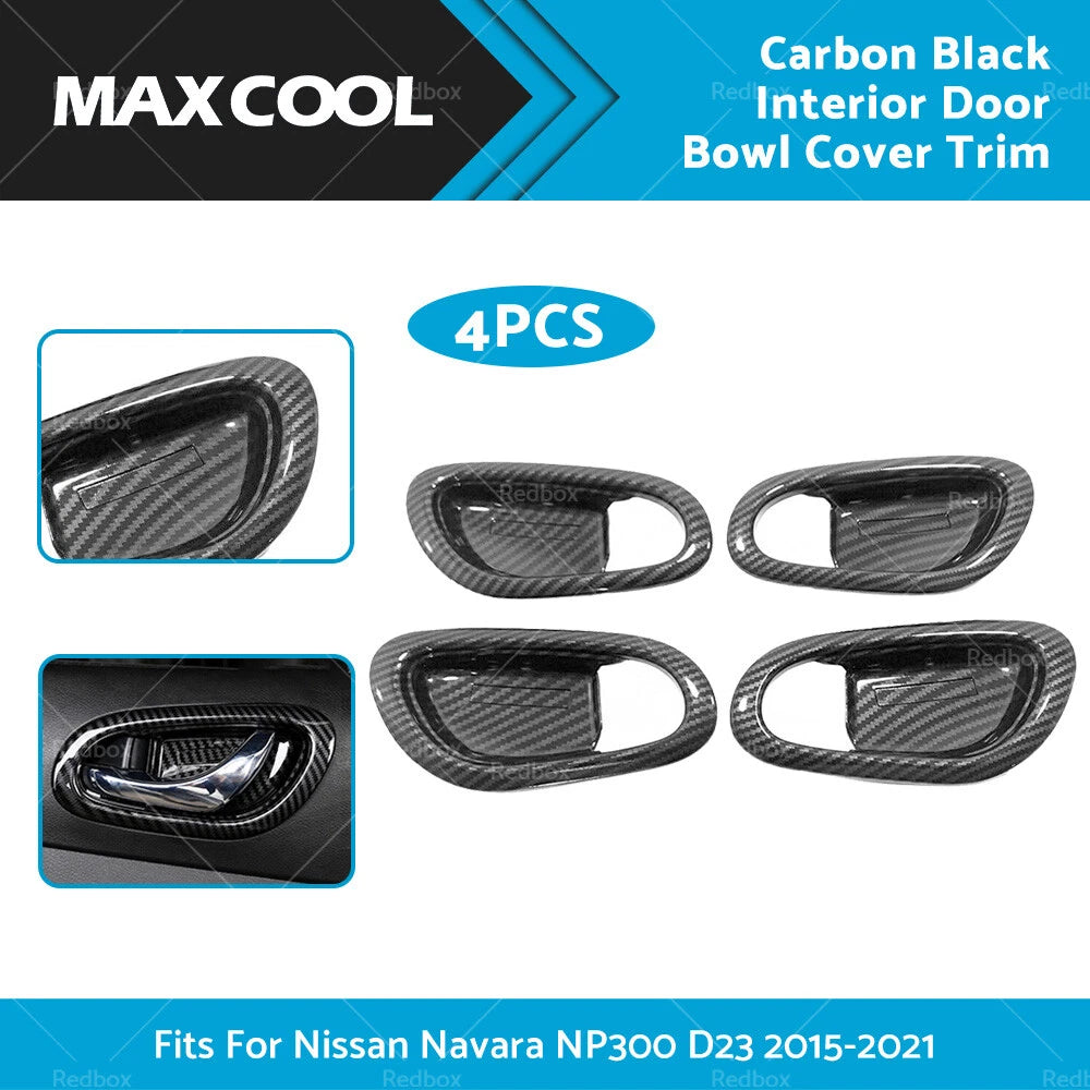 Carbon Black Interior Door Bowl Cover Trim for Nissan Navara NP300 (2015–2023)