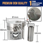 Set of 3 STD Piston Kit (Pin & Clip) with Rings for Isuzu 3KR1