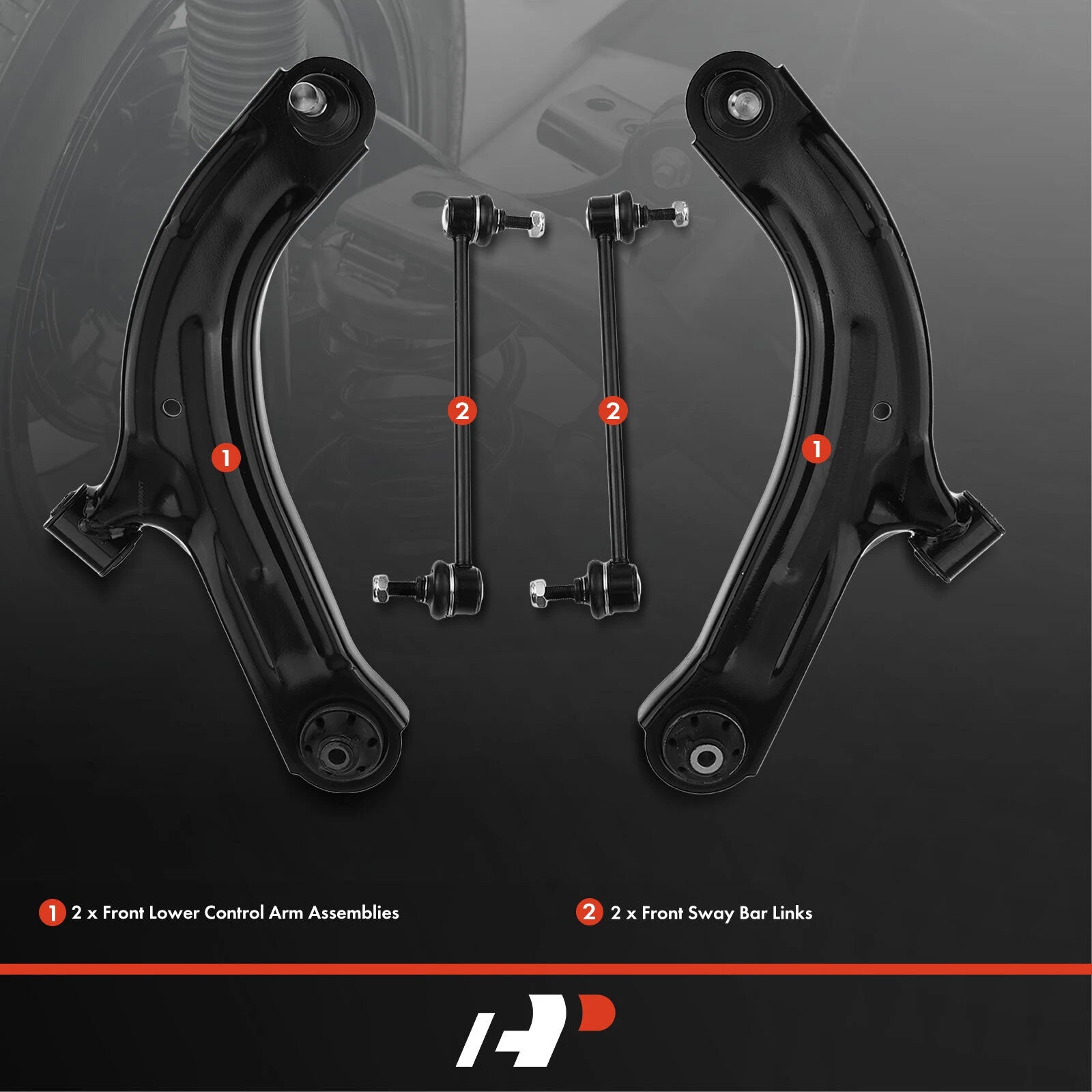 Set of 4 Front Lower Control Arms for Nissan Versa (2007-2012)