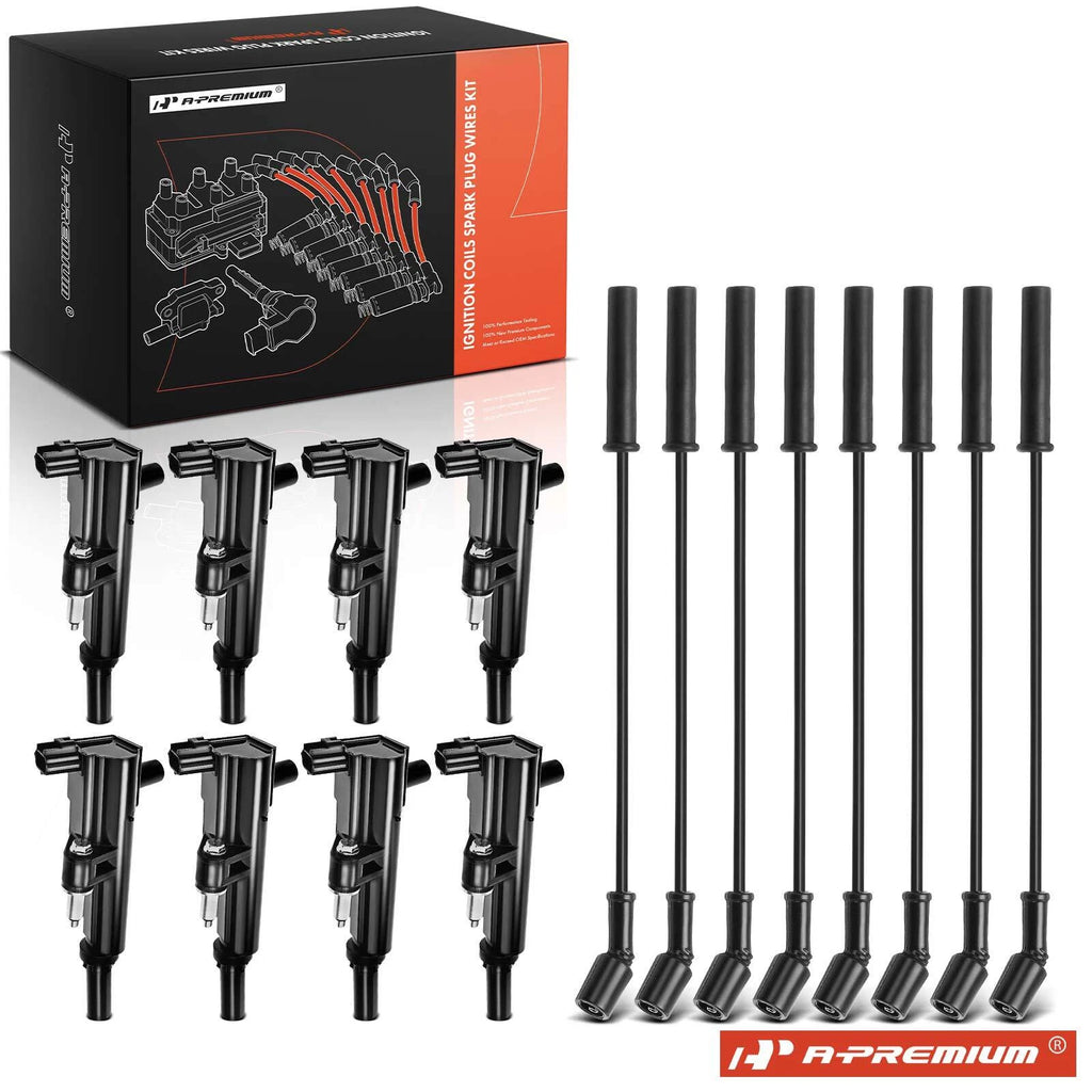 Set of 8 Ignition Coils & Spark Plug Wires for Dodge Ram 1500 (2008–2010)