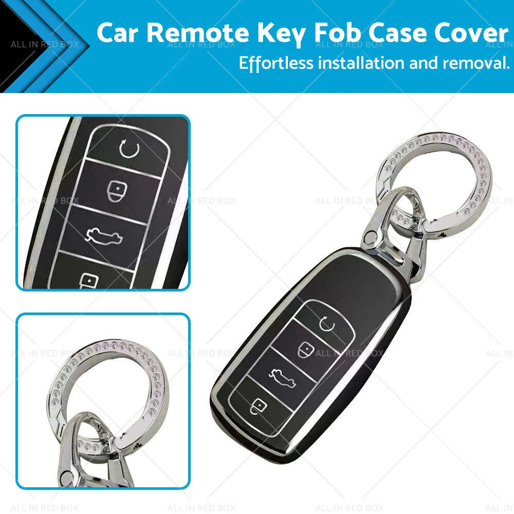 Remote Key Fob Case Cover for Chery Omoda 5 (2022–2023) Black Silver TPU