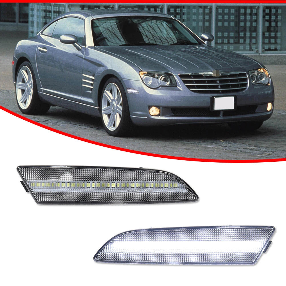Full White LED Clear Front Side Marker Lights for Chrysler Crossfire (2004–2008)
