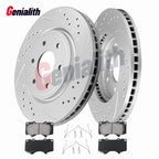 Front Disc Drilled Rotors + Ceramic Brake Pads Kit for Toyota Sequoia Tundra