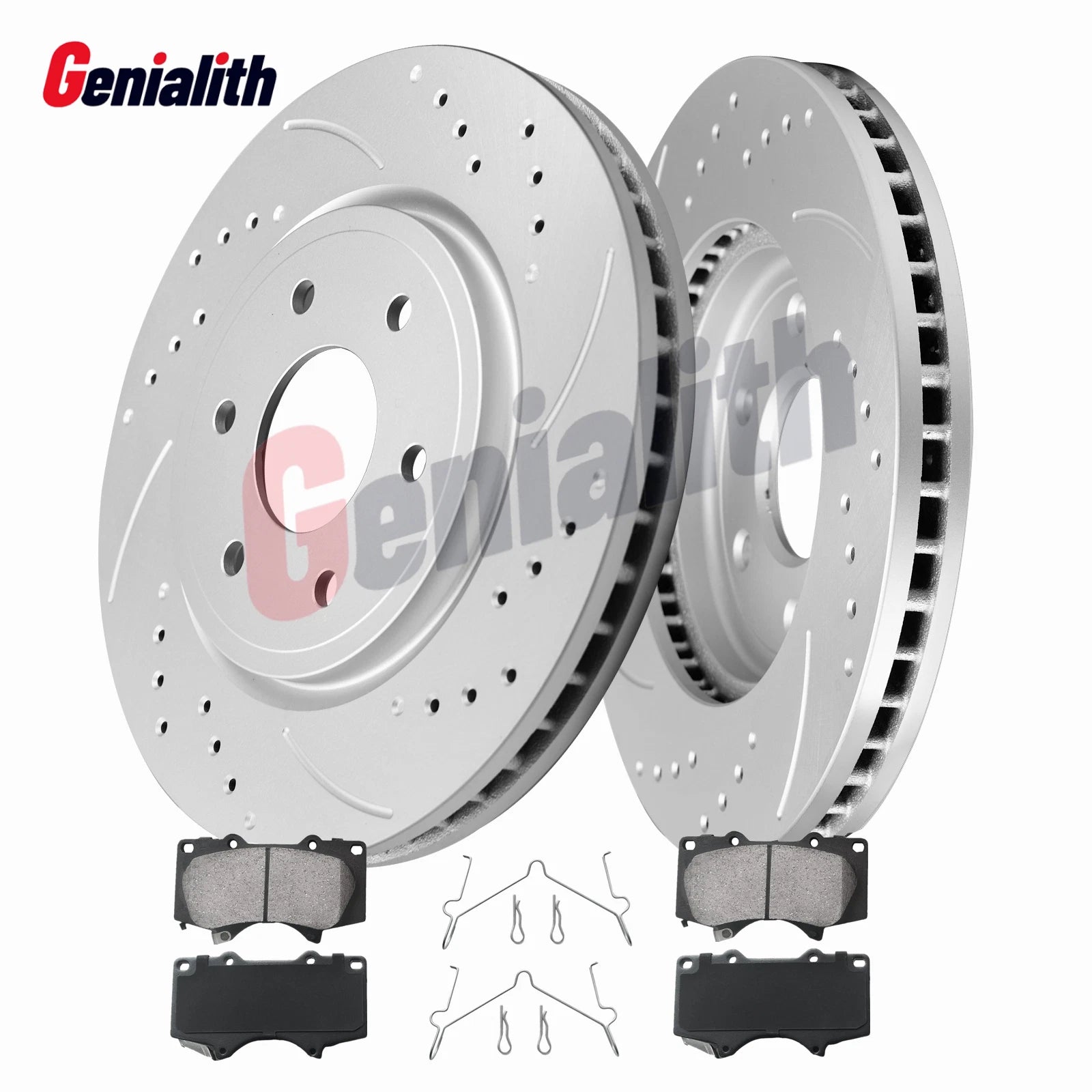 Front Disc Drilled Rotors + Ceramic Brake Pads Kit for Toyota Sequoia Tundra