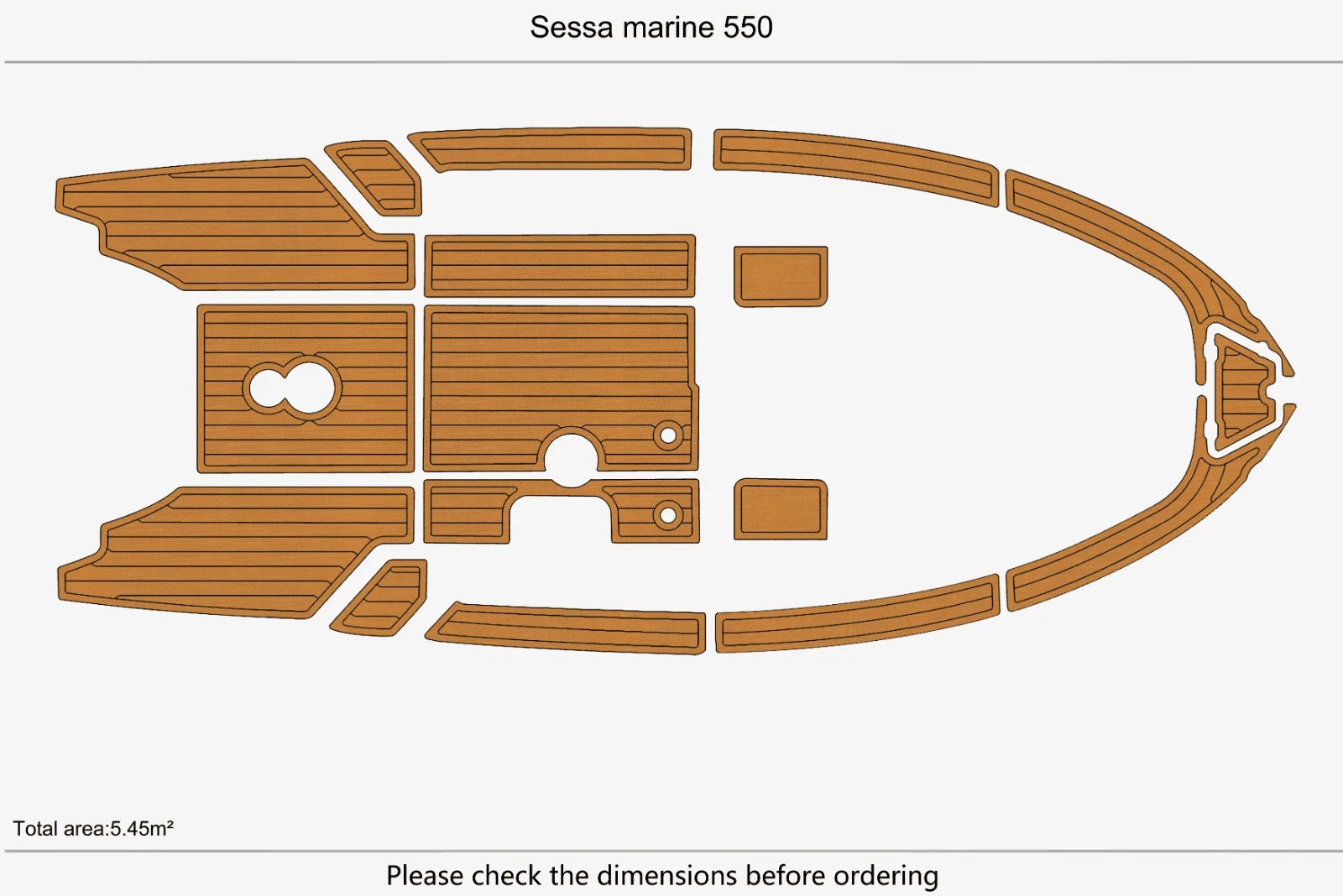 EVA Faux Teak Flooring Mats for Sessa Marine 550