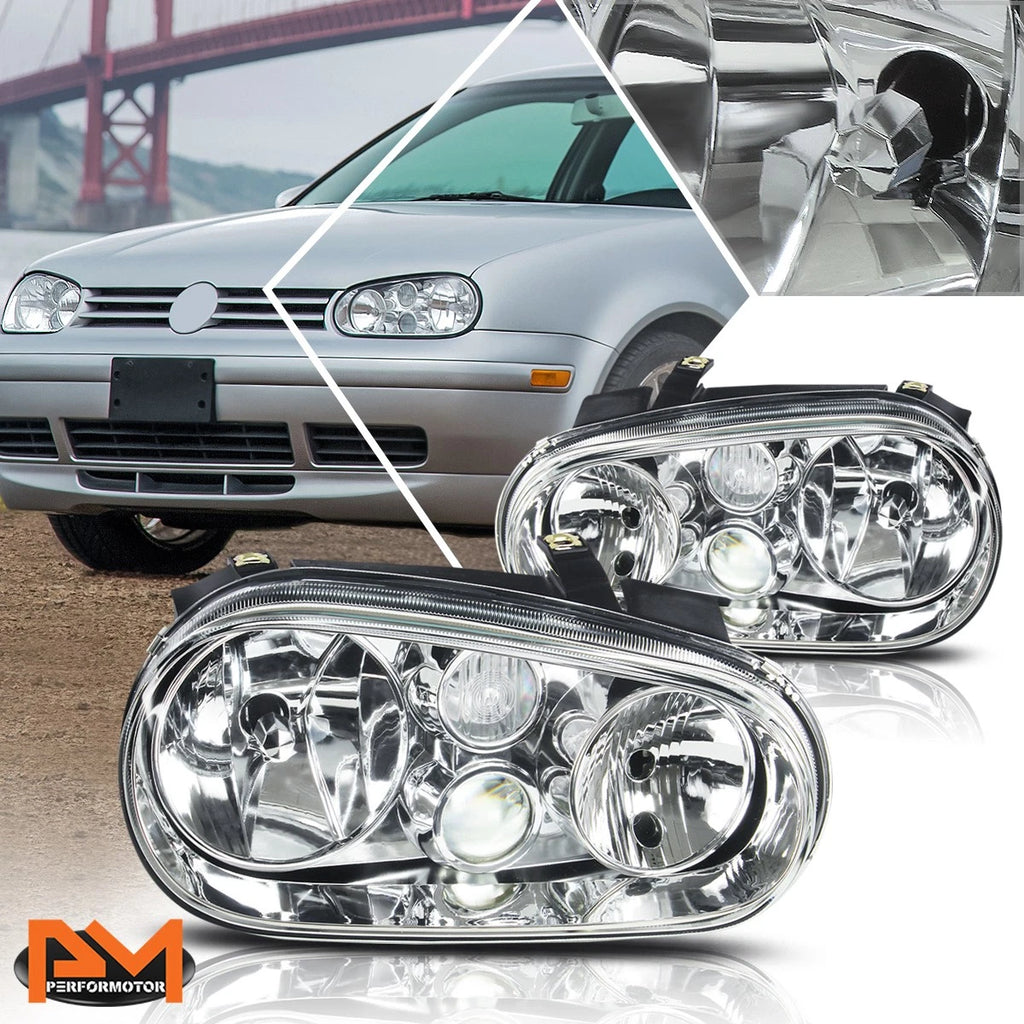 Chrome Housing Headlight with Projector Fog Lamp for Volkswagen Golf/Cabrio (1999–2006)