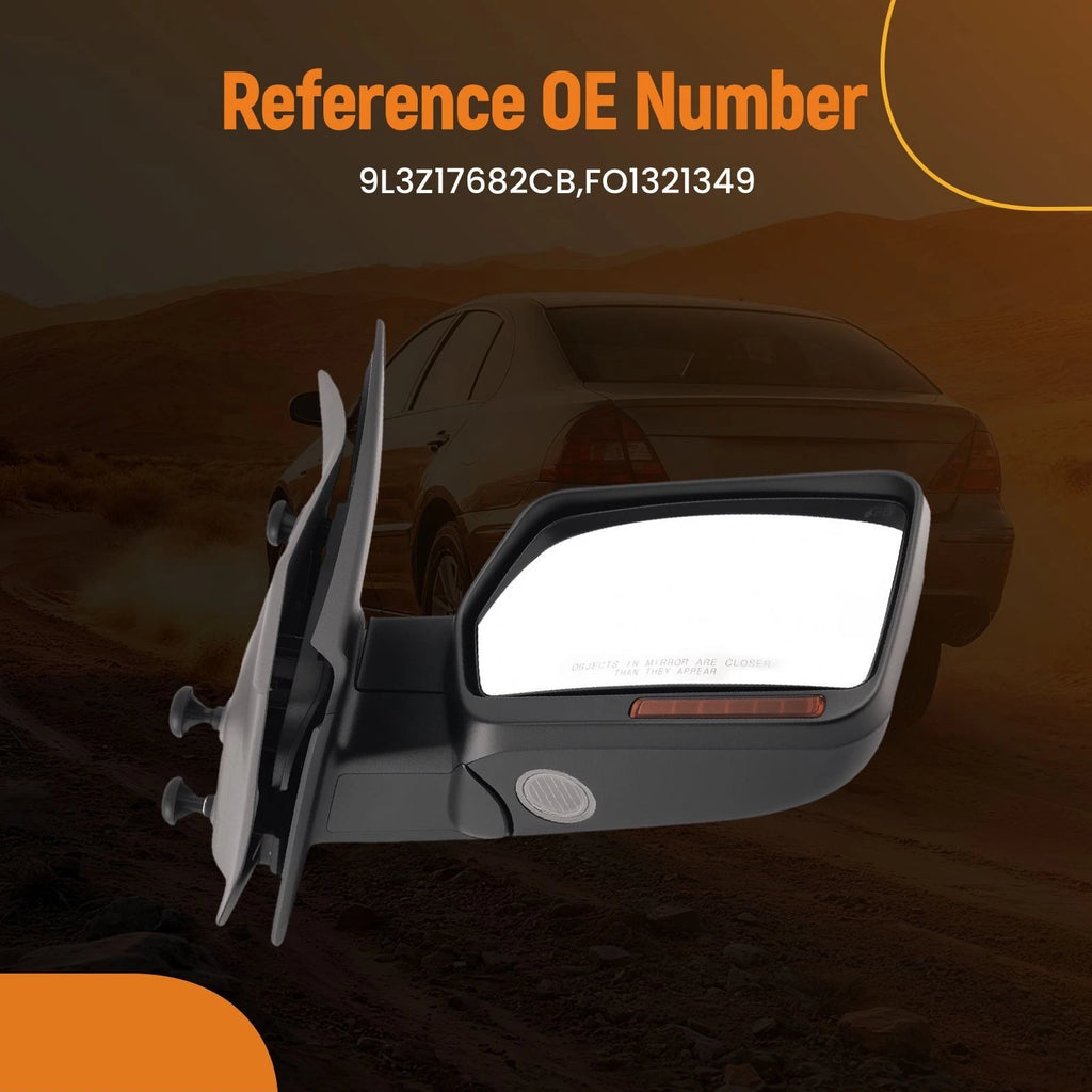 Right Mirror for Ford F-150 (2009–2010) Textured Black with Light