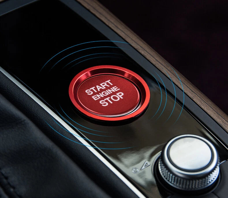 Red Alloy Engine Start Button Surround Ring Cover Trims for Audi A4 S4 (2013-2019)