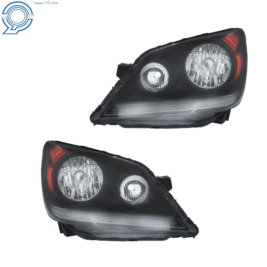 Pair of Black Halogen Front Headlights for Honda Odyssey (2005–2010)