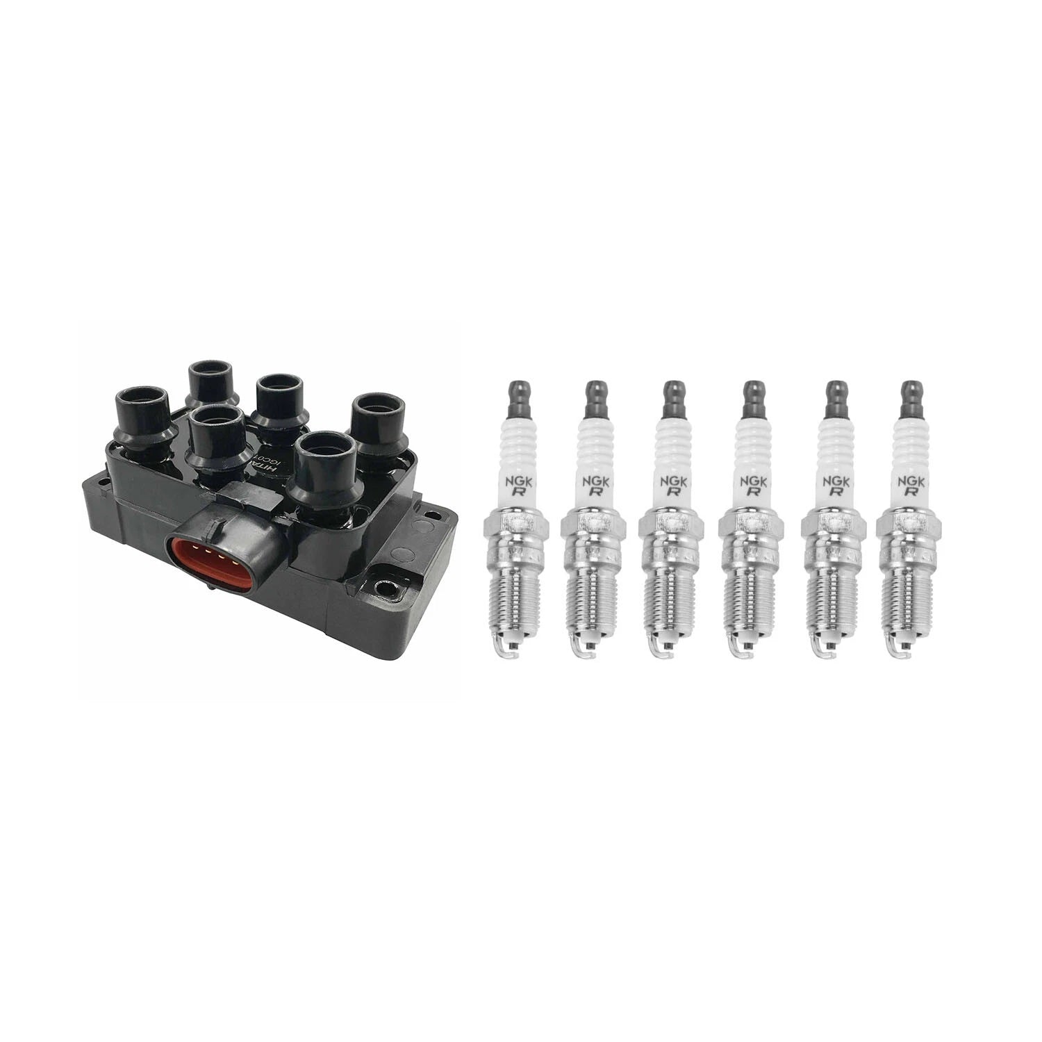 Set of 6 Hitachi Ignition Coils & NGK V-Power Spark Plugs for Ranger 4.0 V6 (2001–2009)
